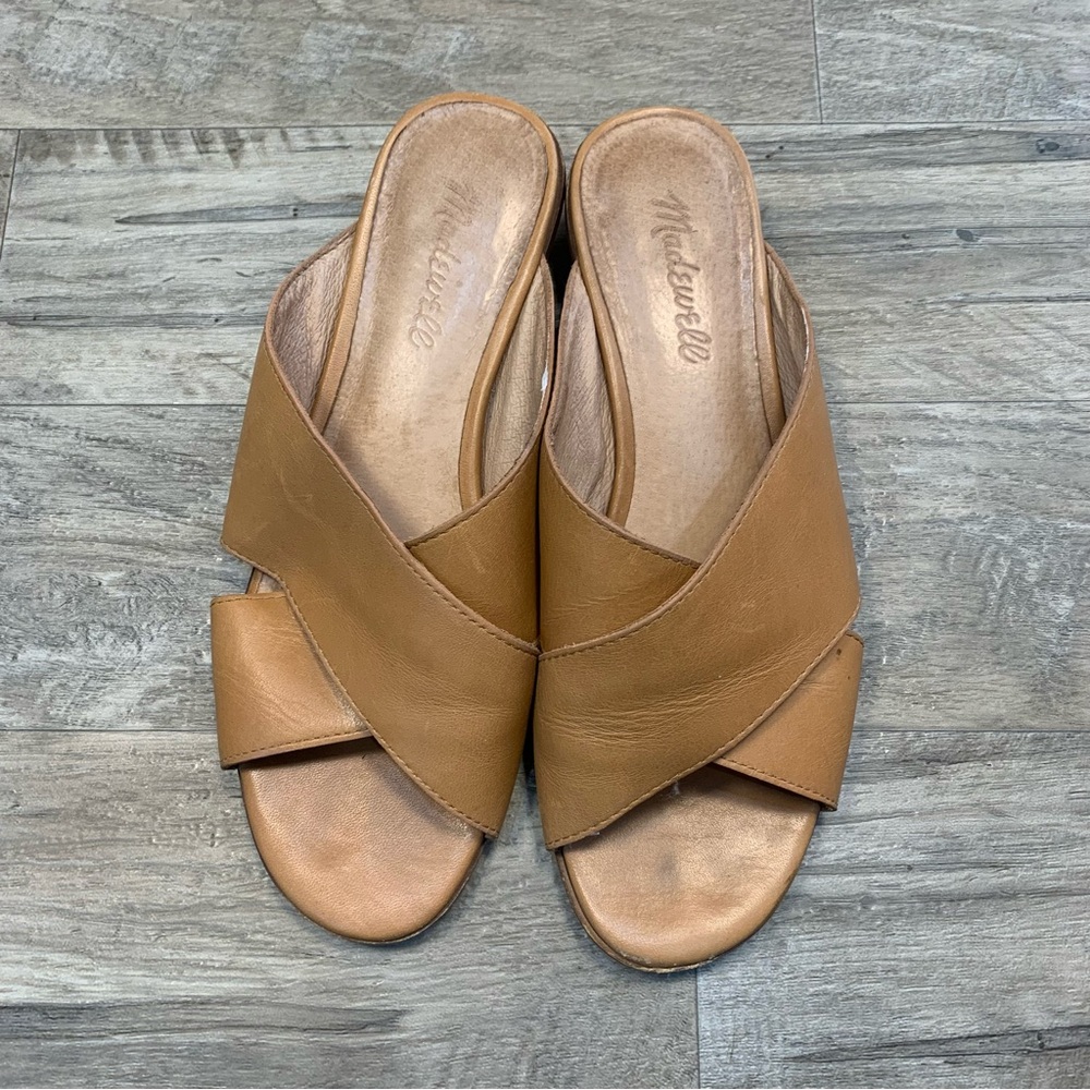 Madewell Ruthie Leather Criss Cross Slip On Mules - Picture 4 of 13